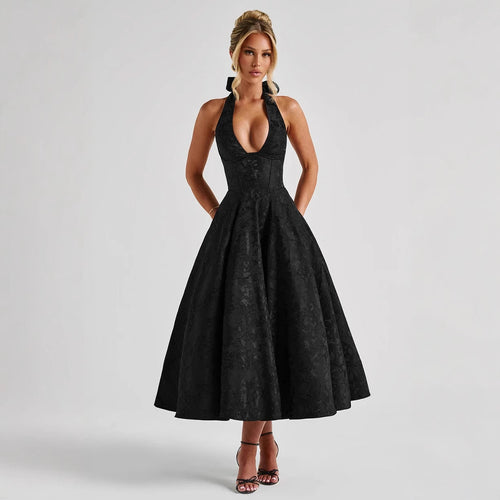 V-neck Halter Sleeveless  Dress