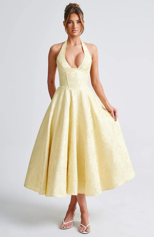 V-neck Halter Sleeveless  Dress