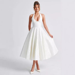 V-neck Halter Sleeveless  Dress