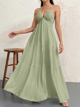 Halter Neck Tiered Maxi Dress