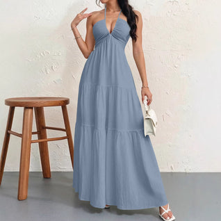 Halter Neck Tiered Maxi Dress