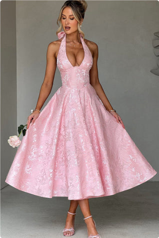 V-neck Halter Sleeveless  Dress