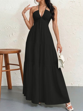 Halter Neck Tiered Maxi Dress