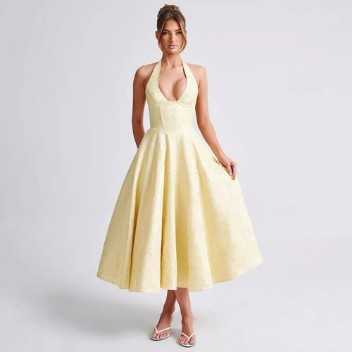 V-neck Halter Sleeveless  Dress