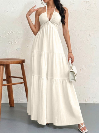 Halter Neck Tiered Maxi Dress