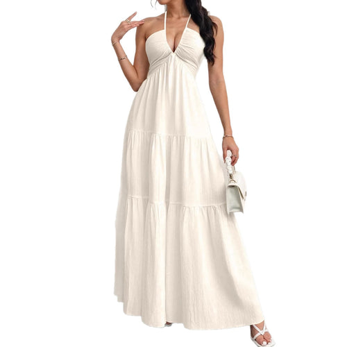 Halter Neck Tiered Maxi Dress