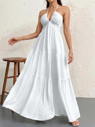 Halter Neck Tiered Maxi Dress