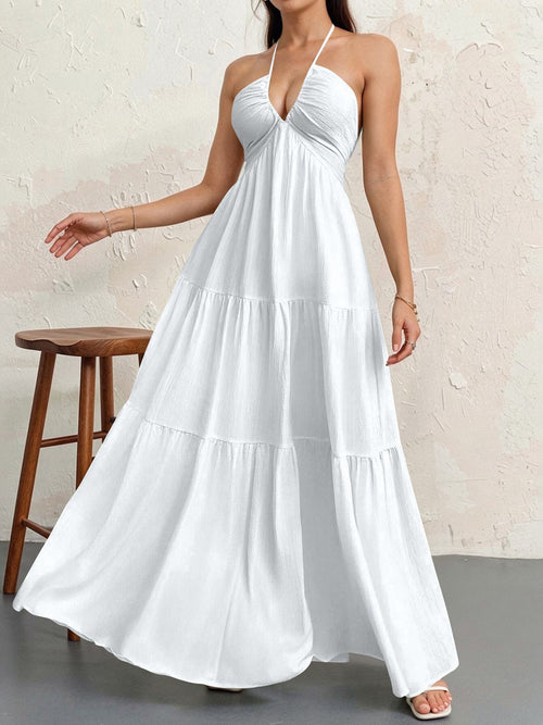 Halter Neck Tiered Maxi Dress
