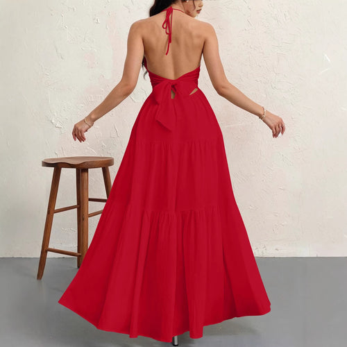 Halter Neck Tiered Maxi Dress